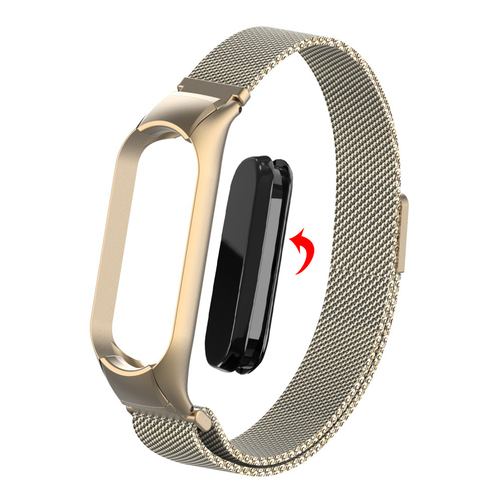 Dây đồng hồ đeo cổ tay bằng kim loại dạng lưới có khóa nam châm thay thế chất lượng cho xiaomi mi band 3 4 5 6