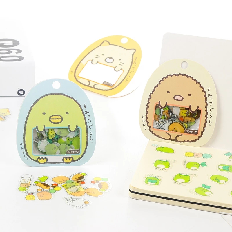 Set 50 nhãn dán hình động vật hoạt hình đáng yêu trang trí đồ thủ công tiện dụng