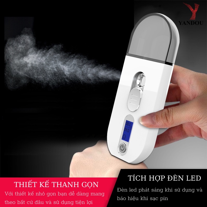 Máy phun sương cầm tay Yandou PS1810 kiểm tra độ ẩm da kèm cáp sạc USB