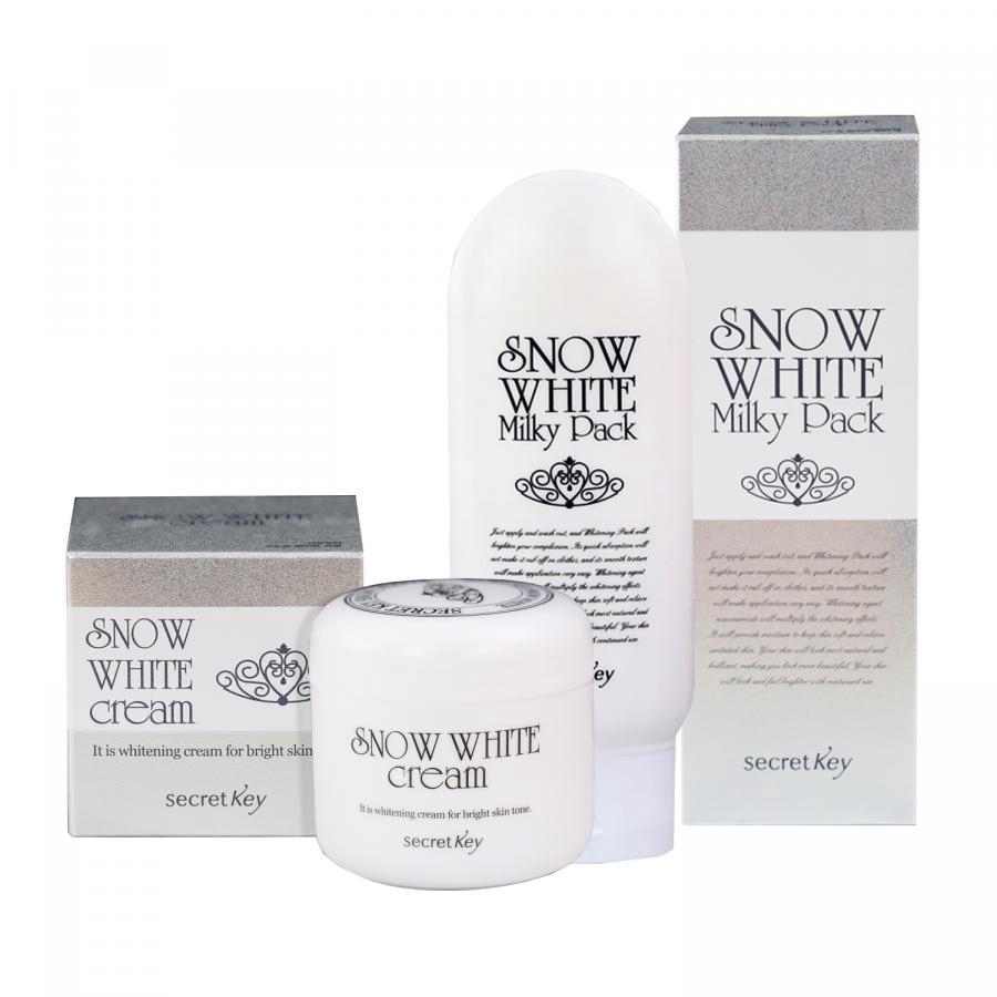 Bộ sản phẩm dưỡng trắng da toàn diện Secret Key (Snow White Cream 50g + Snow White Milky Pack 200g)