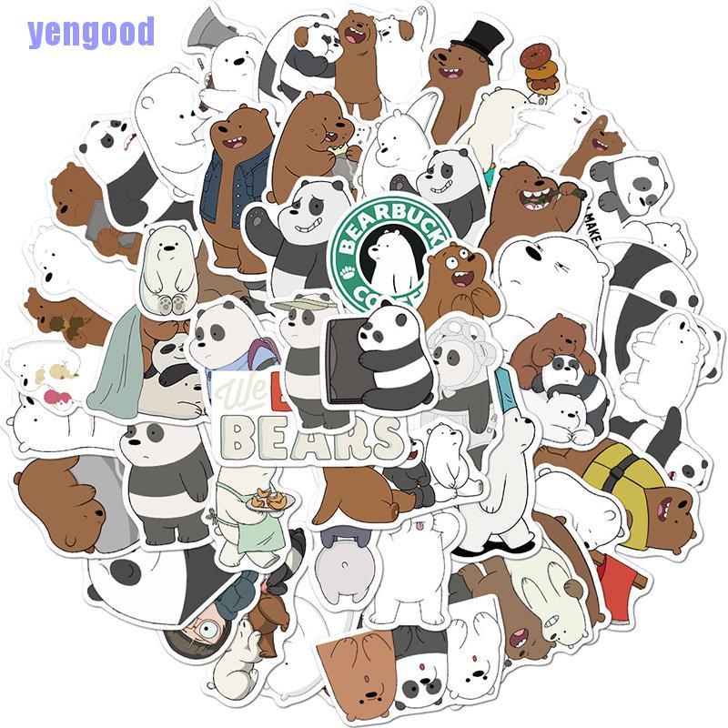 Set 50 miếng dán trang trí hình gấu đáng yêu