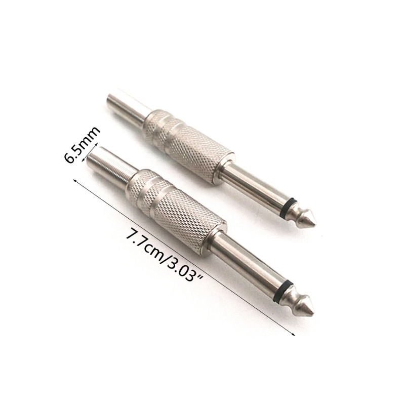 Set 10 Đầu Nối Dây Cáp Mono o Jack 6.35mm 1 / 4 "Bằng Kim Loại