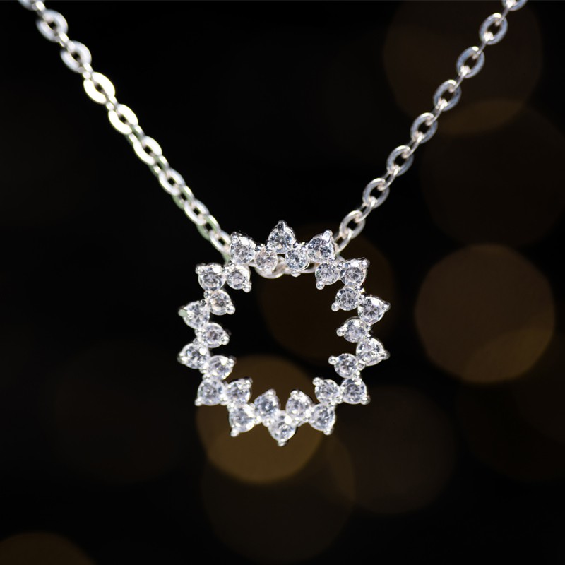 Dây Chuyền Bạc Nữ Vòng Tròn Nạm Đá -Trang Sức TNC JEWELLERY