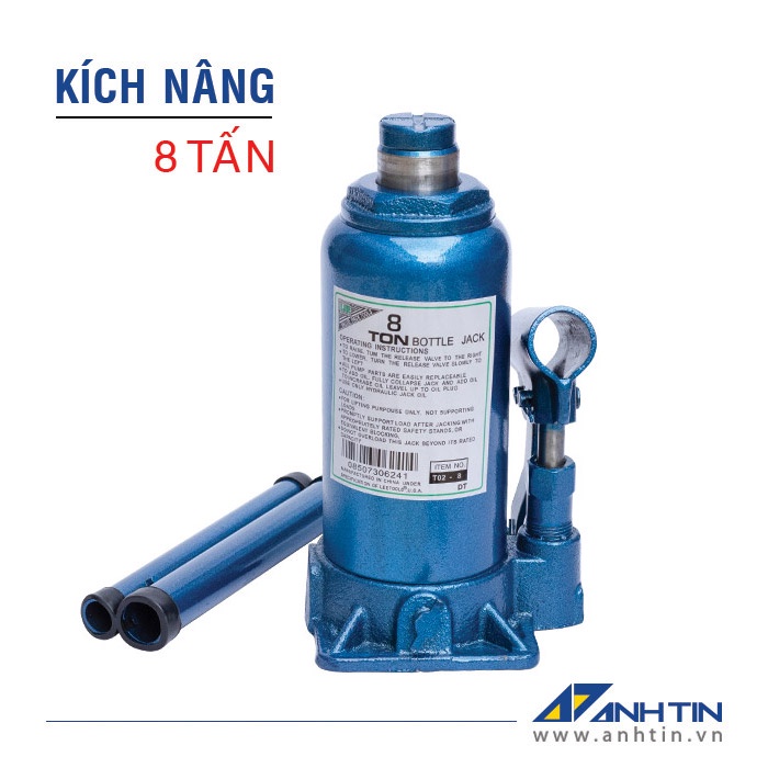 Con đội 8 tấn | Kích nâng xe ô tô xe tải | Kích thủy lực | 8 tấn | Chiều cao nâng 125mm | Chiều cao ren 60mm