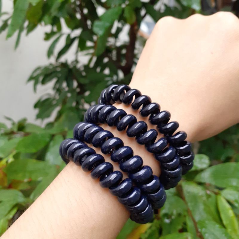 Cột tóc lò xo loại to màu xanh đen