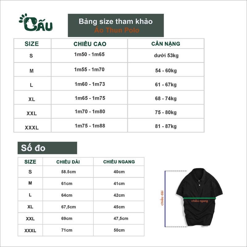 Áo thun Polo GẤU 194 Cá Sấu Viền Cổ Unisex vải cá sấu Poly co dãn 4 chiều dày dặn form gerular fit- IN GAU  VIEN
