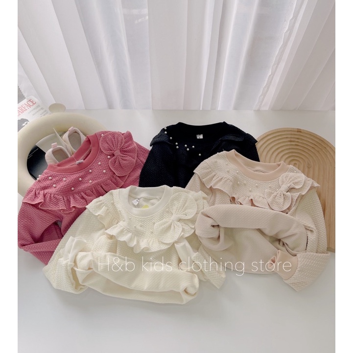 Áo len xốp đính ngọc bé gái