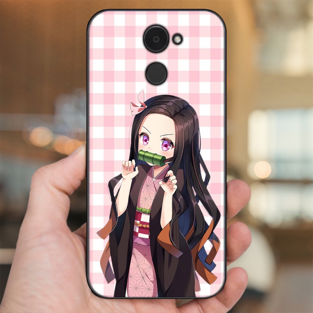 Ốp lưng Huawei Y7 Prime viền đen in hình Nezuko Kimetsu no Yaiba