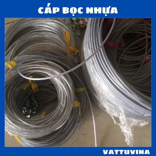 100 Mét Cáp Thép Bọc Nhựa  Ø 3mm, Ø 4mm, Ø 5mm, Ø 6mm  - Vattuvina