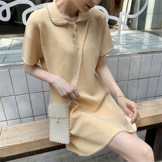 Đầm Dệt Kim Cổ polo Thời Trang Mùa Hè Phong Cách Pháp Cho Nữ