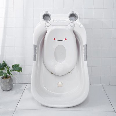 Chậu tắm hình ếch cao cấp tặng kèm ghế đỡ cho bé có van thoát nước