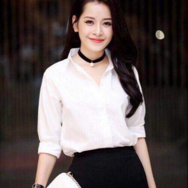 Áo sơ mi TRẮNG công sở nữ tay dài form ôm chuẩn mặc cực tôn dáng sang trọng không nhăn, không nhàu