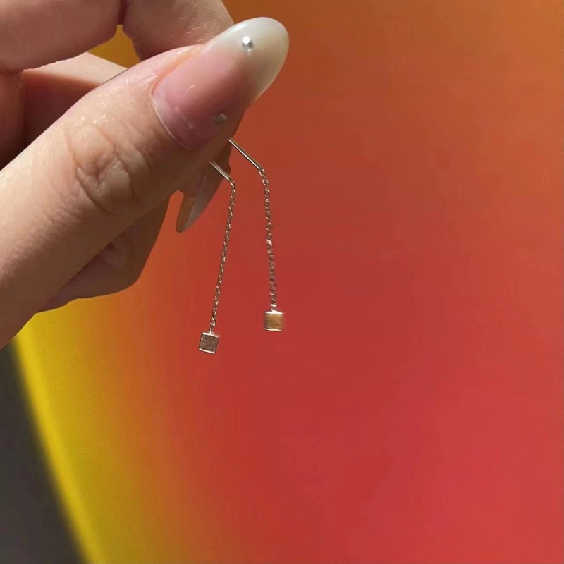 1 Đôi Bông Tai S925 Dáng Dài Mặt Hình Vuông Họa Tiết Bướm Thời Trang Cho Nữ