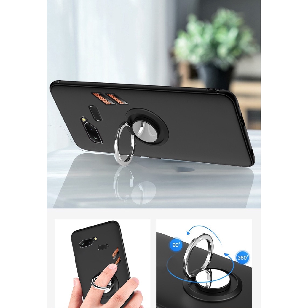 Ốp Điện Thoại Mềm Có Nhẫn Đỡ Kim Loại Cho asus rog phone ii 2 zs660kl z01qd asus_z01qd on rog phone ii 2 zs660kl