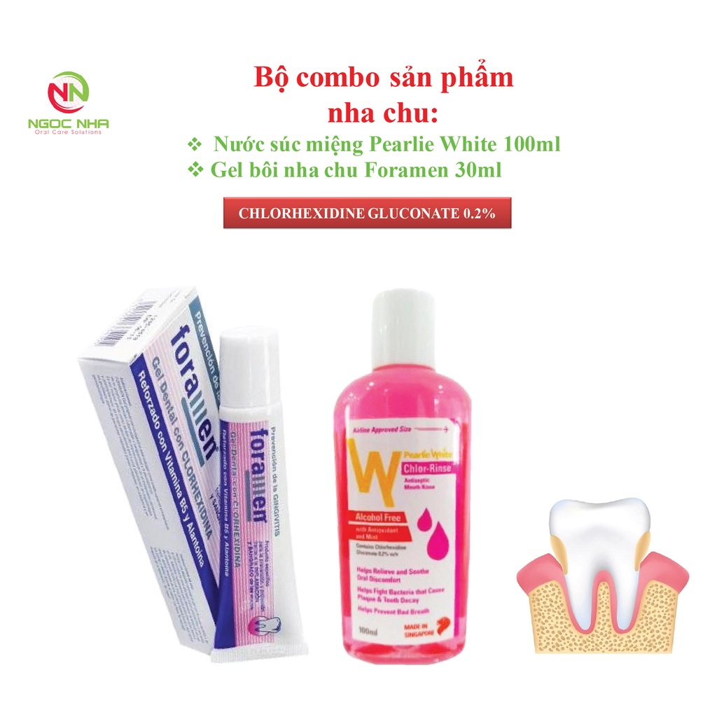 Combo nước súc miệng và gel bôi ngăn ngừa viêm nha chu, viêm nướu, chảy máu chân răng, nhiệt miệng