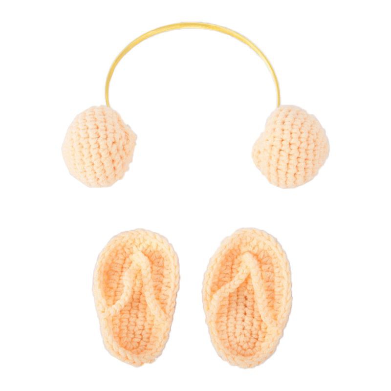 Set dép kẹp + vỏ bọc tai bằng len mini làm phụ kiện chụp ảnh dành cho trẻ sơ sinh