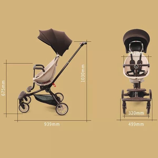 Xe đẩy cho bé V18 Baobaohao, gấp gọn 4 bánh cho em bé từ sơ sinh 3,4,5 tháng tuổi nằm, ngồi 2 chiều đi du dịch đi chơi