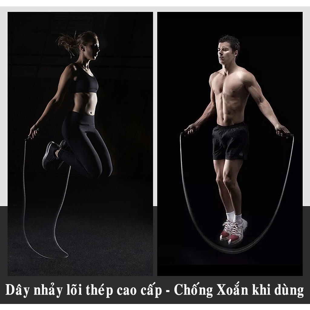 Bộ Dây Nhảy Tập Gym Đấm Bốc Boxing Lõi Thép dẻo Cao Cấp Có Thể Điều Chỉnh Độ Dài Chống Rố Chính Hãng Amalife