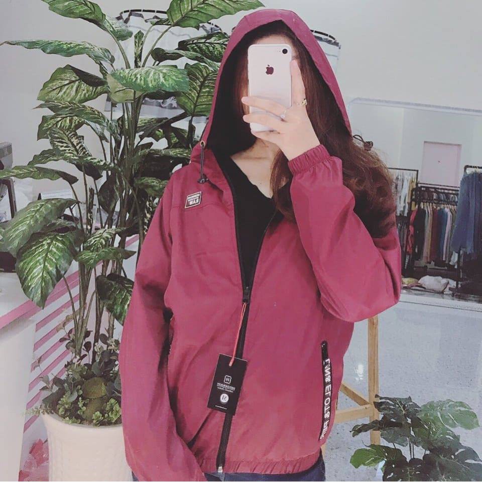 Khoác dù LOGO Raw - Đỏ Đô  [ Nữ -Cực Chất ]