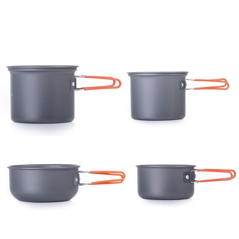 BỘ NỒI DÃ NGOẠI 4 MÓN NATUREHIKE NH15T401-G | NỒI NHÔM DU LỊCH XẾP GỌN