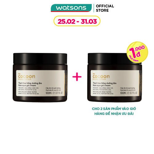 Thạch Hoa Hồng Cocoon Rose Aqua Gel Cream Hydrate & Nourish Skin Cấp Ẩm Dưỡng Da 100ml