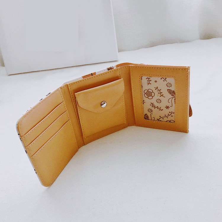 KAITIFEI Ví Nữ Mini Cầm Tay Ngắn đẹp Da PU Gấp Gọn In Hình Snoopy dễ thương Bóp đựng tiền