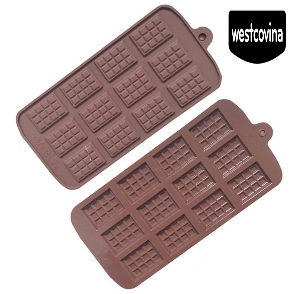 [Hot]☀ Khuôn Silicone 12 Ngăn Làm Bánh &amp; Đá &amp; Kẹo Hình Thanh Chocolate