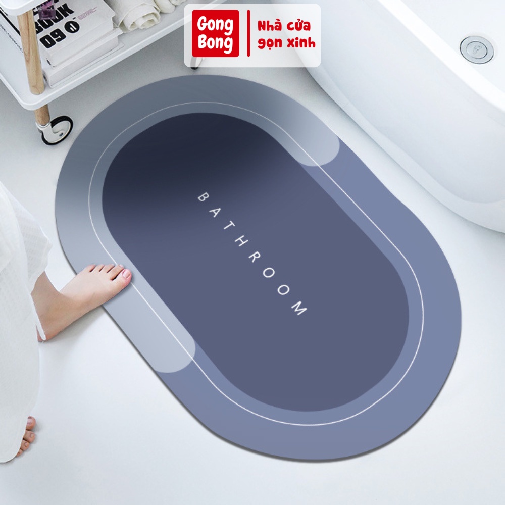 Thảm lau chân silicon trải sàn phòng tắm siêu thấm hút nước chống trượt cao cấp đế cao su chất siêu dày