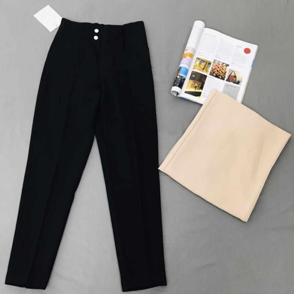 Quần baggy 2 khuy lệch chất vải cao cấp quần tây âu công sở form dáng đẹp thời trang Banamo Fashion quần baggy 8316