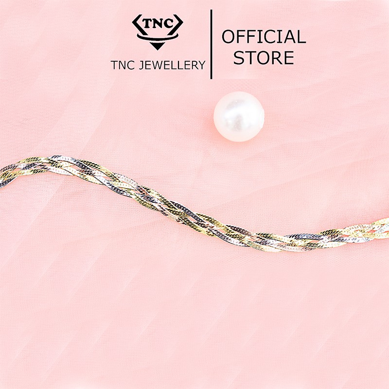 Dây chuyền bạc xi vàng đẹp sang trọng cho nữ trơn- Trang sức TNC Jewellery