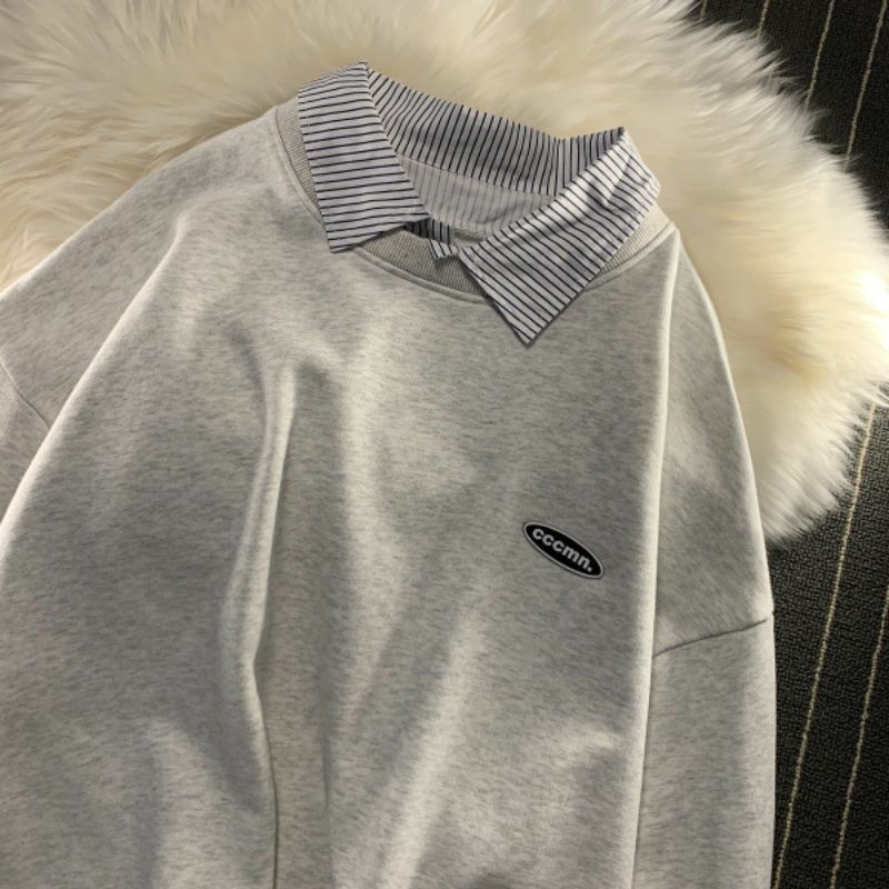 Áo Sweater Hai Lớp Cổ Sơ Mi