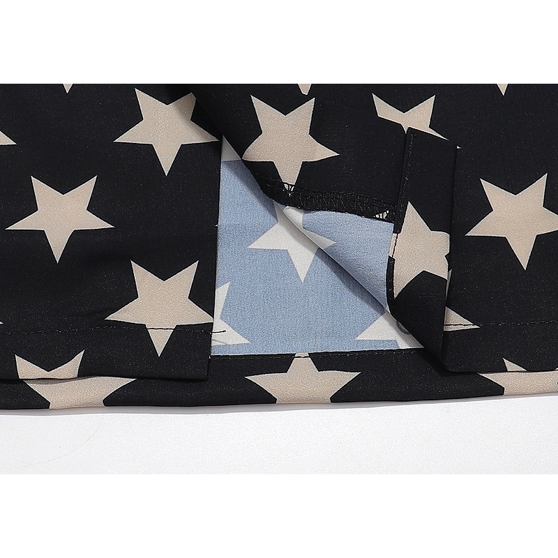 Áo Sơ Mi Ngắn Họa Tiết Ngôi Sao Thời Trang Mùa Hè