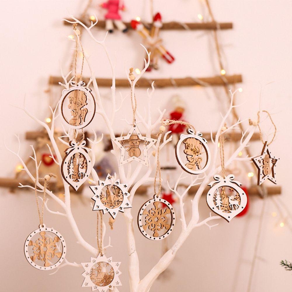 Set 24 Mặt Gỗ Trơn Treo Trang Trí Cây Thông Giáng Sinh DIY