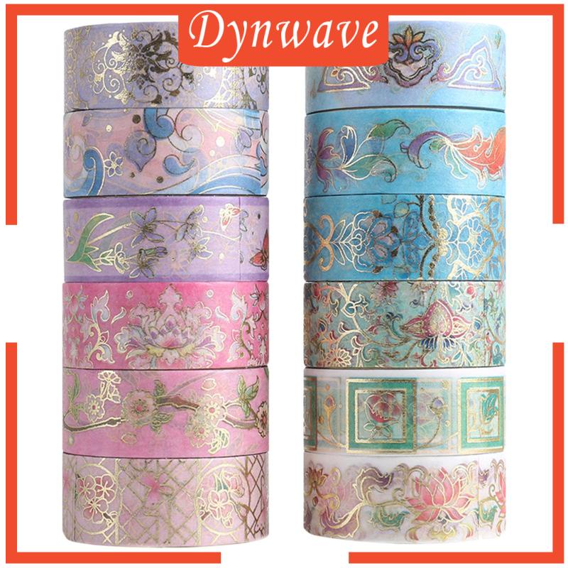Set 12 Cuộn Băng Dính Washi Màu Đồng Trang Trí Đa Năng
