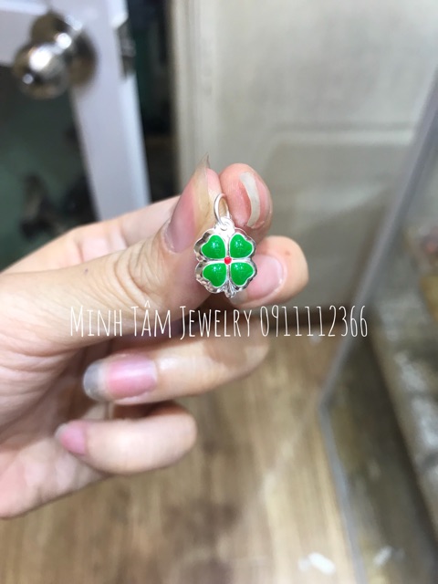 Charm bạc cỏ 4 lá