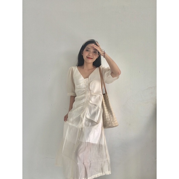 Đầm maxi đi biển, Váy công chúa, váy tơ trắng dáng maxi hè xinh,Váy tơ tay phồng đi biển mặc hè xinh | BigBuy360 - bigbuy360.vn