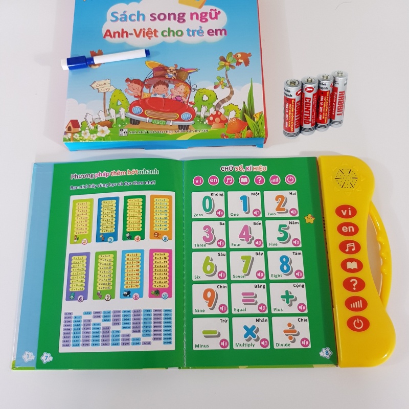 Sách điện tử song ngữ Anh Việt cho trẻ em 1 - 7 tuổi Thanh Nga, kèm pin