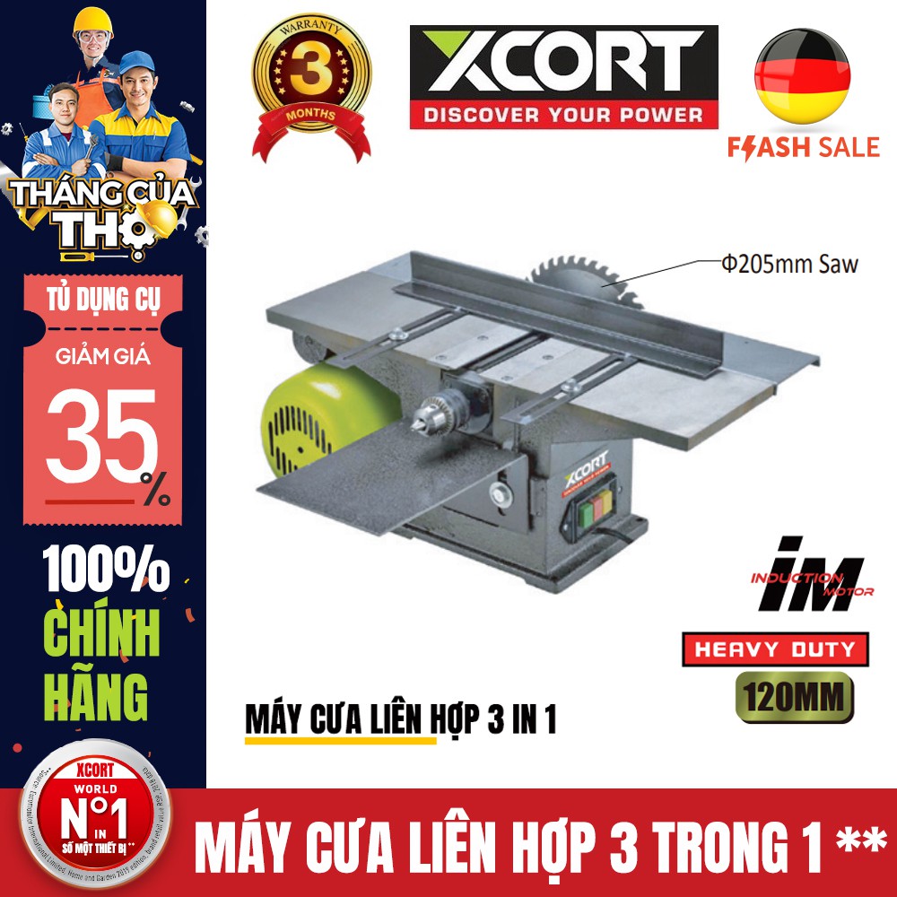 Máy cưa bào liên hợp-Máy cưa liên hợp-Máy Chế Biến Gỗ Liên Hợp XCORT Cực Khỏe Tặng Kèm Lưỡi