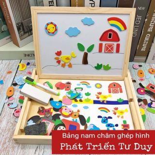 Tranh nam châm 2 mặt ghép hình bằng gỗ