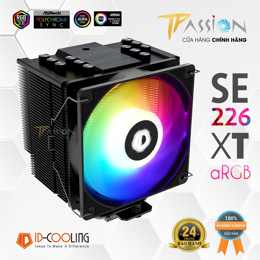 Tản nhiệt khí CPU ID-Cooling SE-226-XT ARGB - Chính hãng, LED ARGB 5V 3Pin đồng bộ Main/Hub, SE226 XT, socket 1700