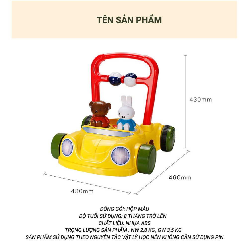 Xe tập chống trượt, hãm đà Miffy - BW01 giúp bé tập đi một cách khoa học và an toàn phát triển hệ vận động cho bé