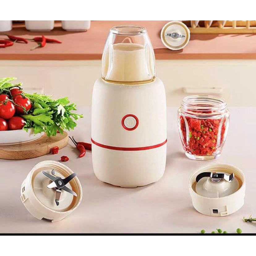 [6 LƯỠI XAY CỰC NHUYỄN] Máy Xay Đa Năng 3 Cối Thuỷ Tinh, Xay Thịt, Xay Rau Củ Quả Và Các Loại Hạt