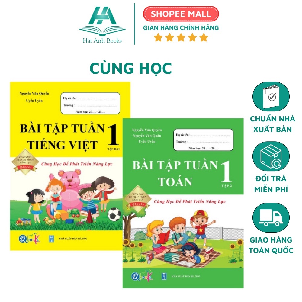 Combo Sách Bài tập tuần Toán và Tiếng Việt Lớp 1 Tập 2 (Cùng học để phát triển năng lực)
