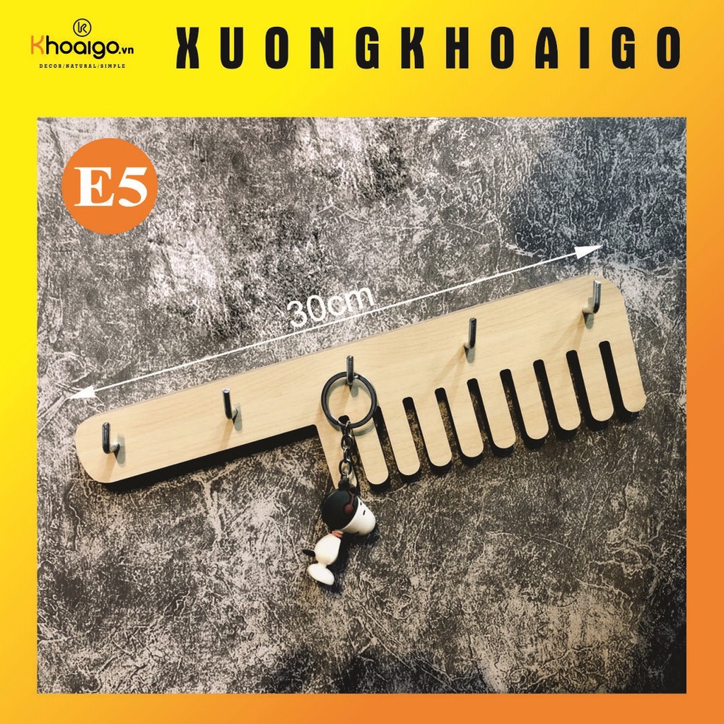 Móc Treo Chìa Khóa Gỗ Dán Tường Decor, Bảng Treo Chìa Khóa Gỗ