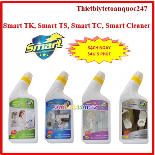 SMART - Làm sạch Cặn Canxi Vách Kính, Dầu Mỡ Lâu Ngày, Sen Vòi Inox, Đồ Dùng Bằng Sứ - 300ml, 500ml
