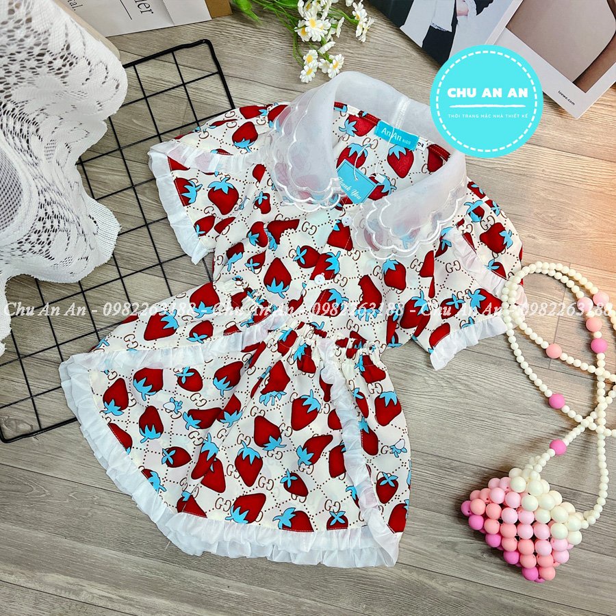 Bộ Đồ Ngủ Pijama Lụa Mango Phối Cổ Ba Lá Hàng Thiết Kế Cao Cấp Tay Cộc .Bộ Ngủ Bé Gái Cao Cấp