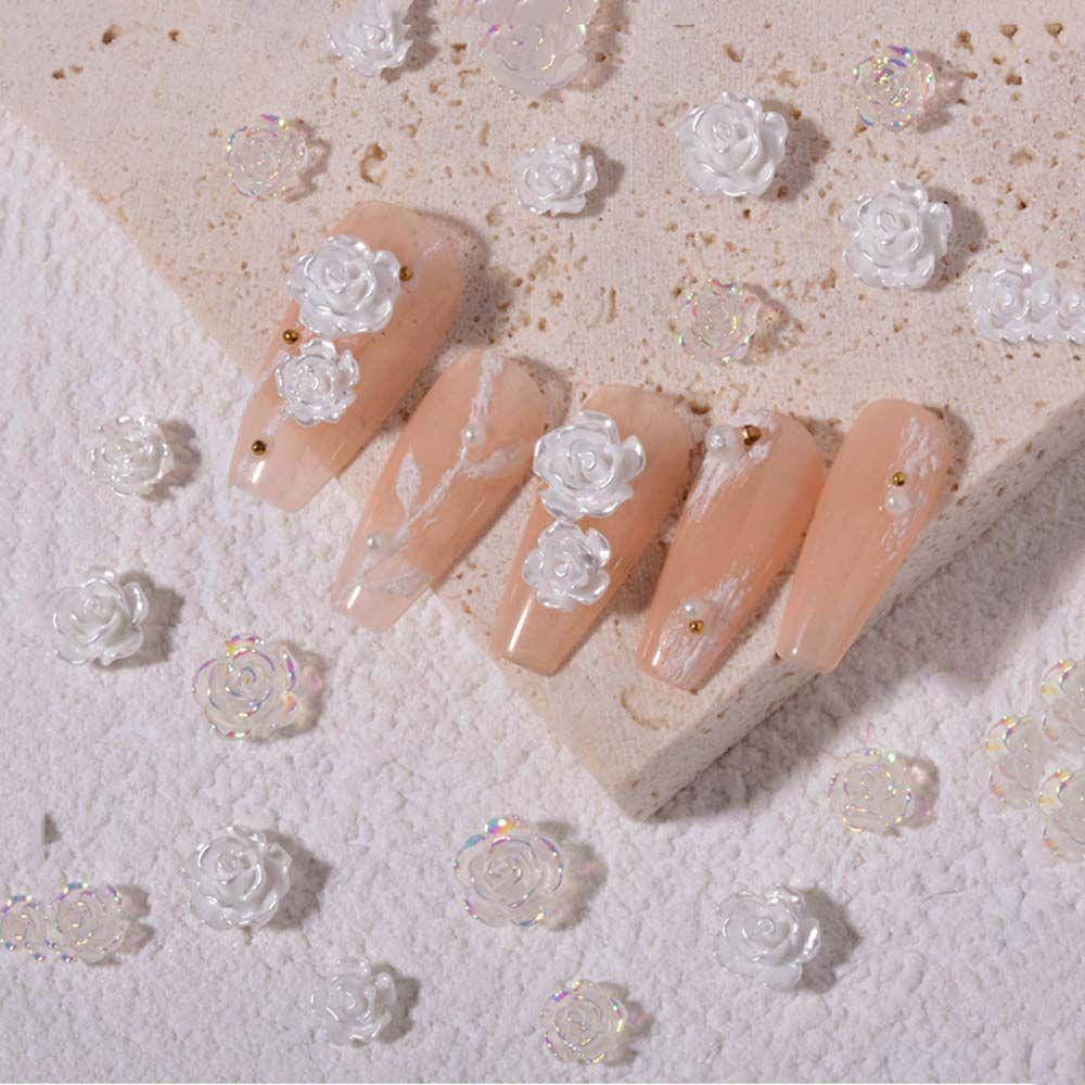 Phụ Kiện Trang Trí Móng Tay Hình Hoa Trà Đính Đá Lấp Lánh DIY