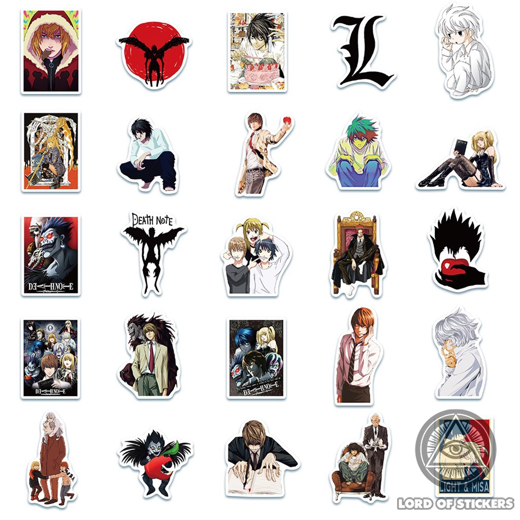 Set 50 Hình Dán Truyện Tranh Death Note Sticker Anime Manga Chống Thấm Nước Trang Trí Mũ Bảo Hiểm, Ván Trượt, Laptop, Sổ