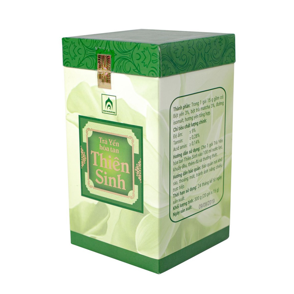 Trà Yến Hòa Tan Thiên Sinh - Vị trà xanh matcha - Hộp lớn 20 gói 15gr - Nhà Yến Nha Trang