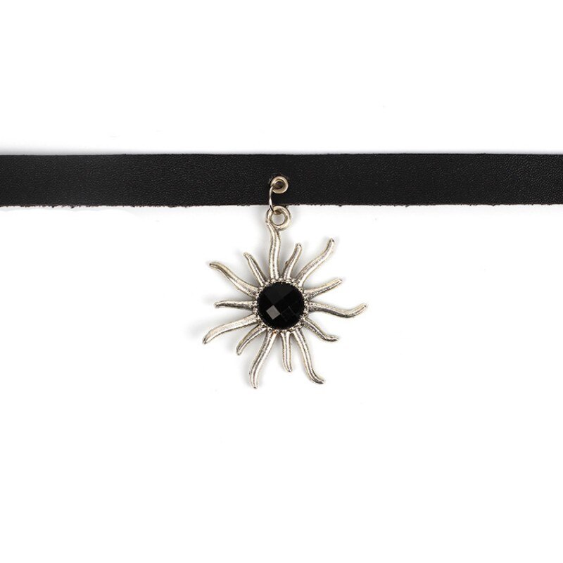 Vòng cổ choker bằng da PU màu đen phong cách gothic cá tính cho nữ